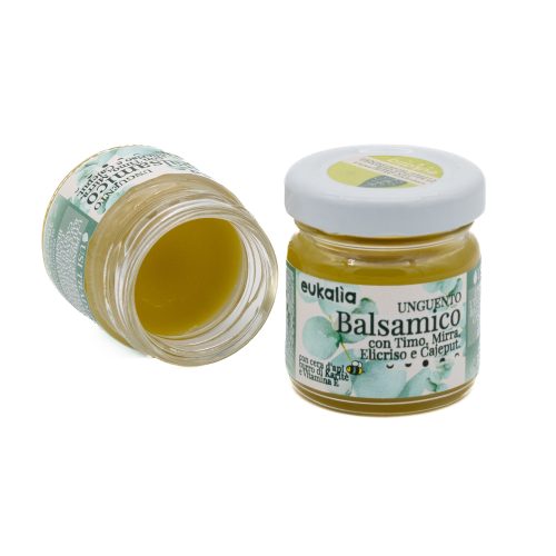Unguento Balsamico, espettorante. Vie Respiratorie. Eukalia. Con Timo, Mirra, Elicriso e Cajeput.